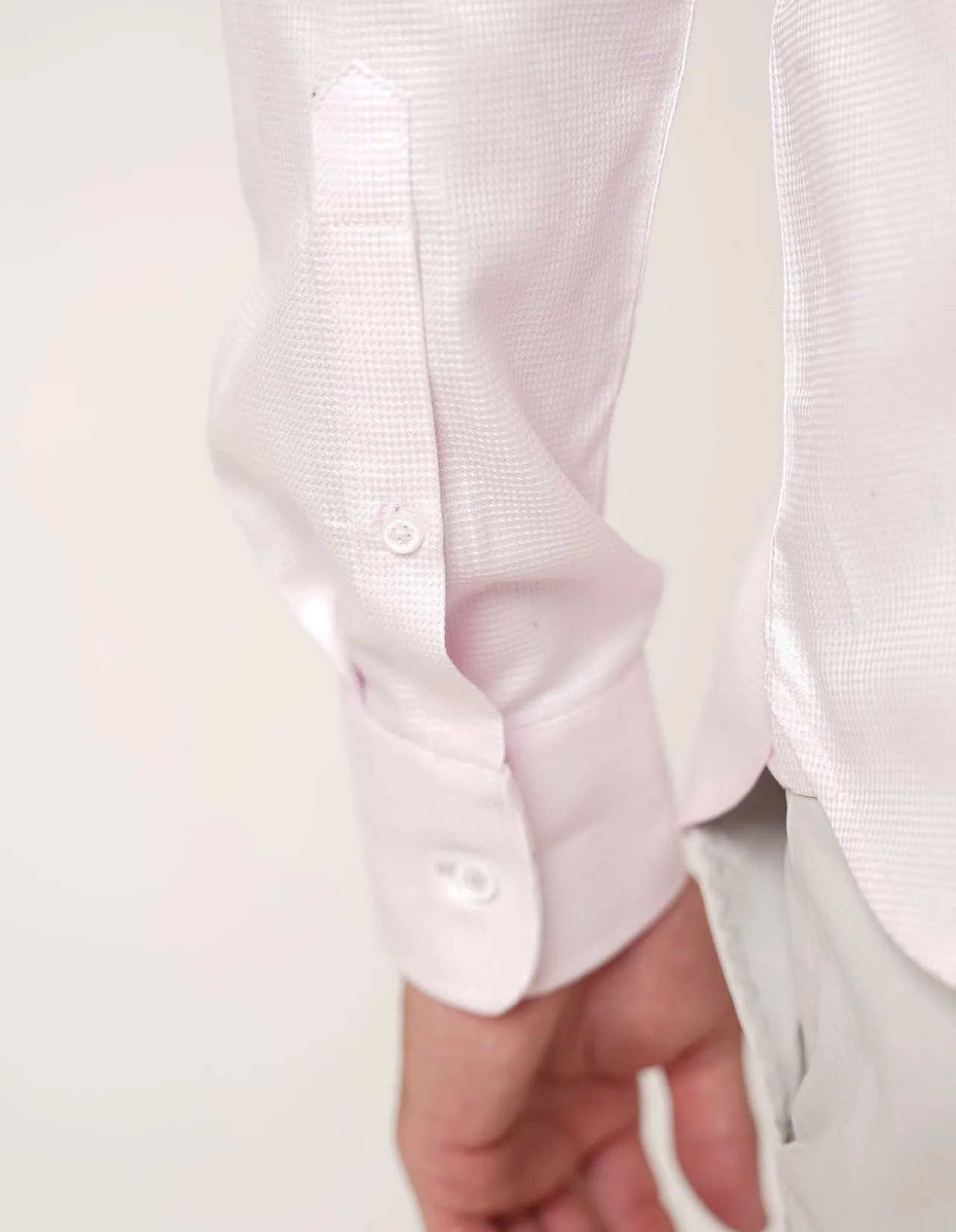 LONG SLEEVE WAFFLE COTTON TENCEL SLIM FIT SHIRT