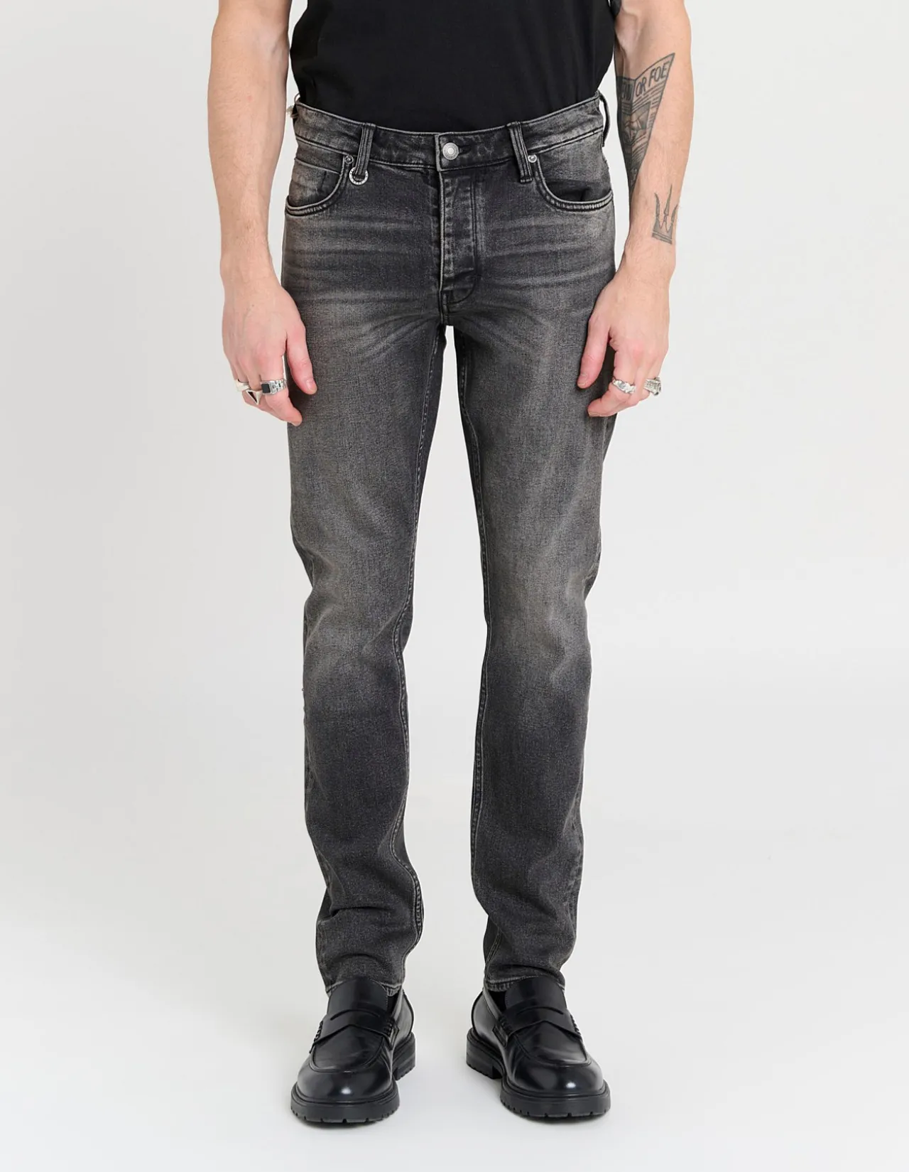 Lou Slim Colourwashed Black Straight Leg Jeans