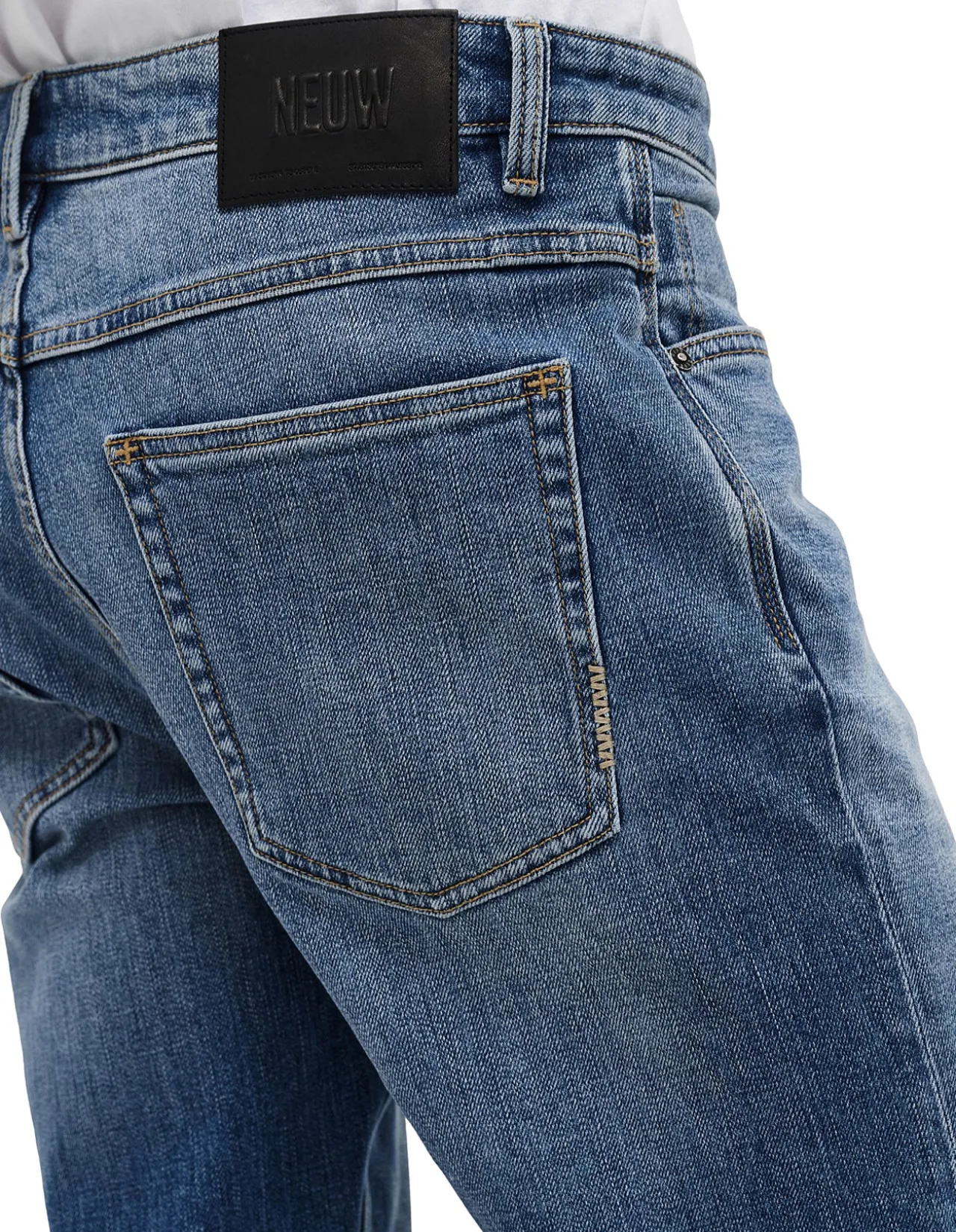 Lou Straight Mid Rise Stretch Denim Jeans