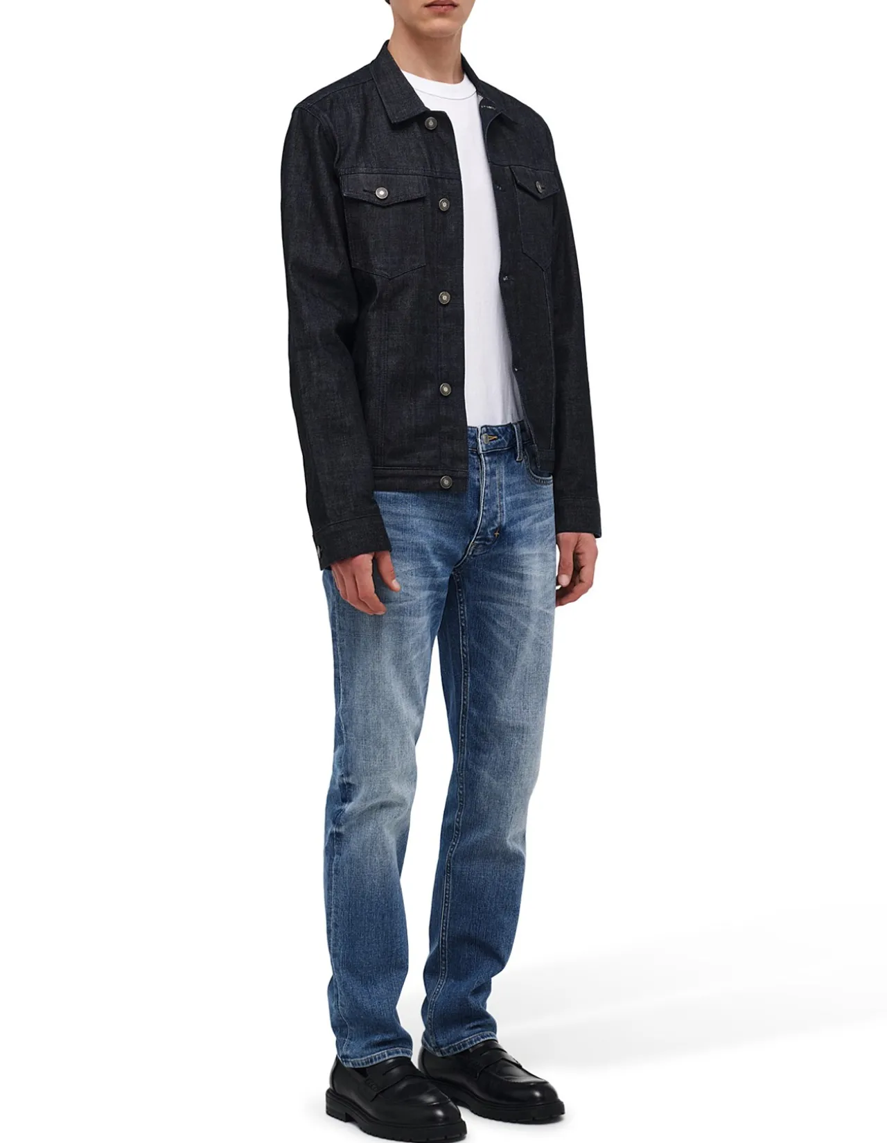 Lou Straight Mid Rise Stretch Denim Jeans