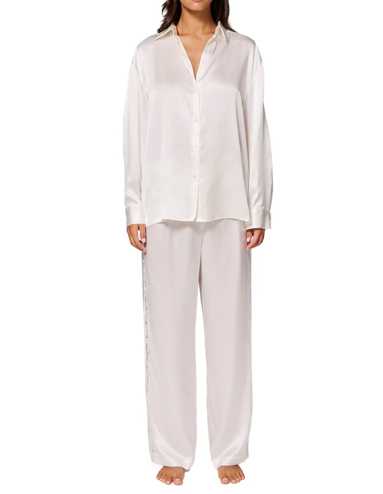 Love Me Silk Long Sleeve Night Shirt Natural