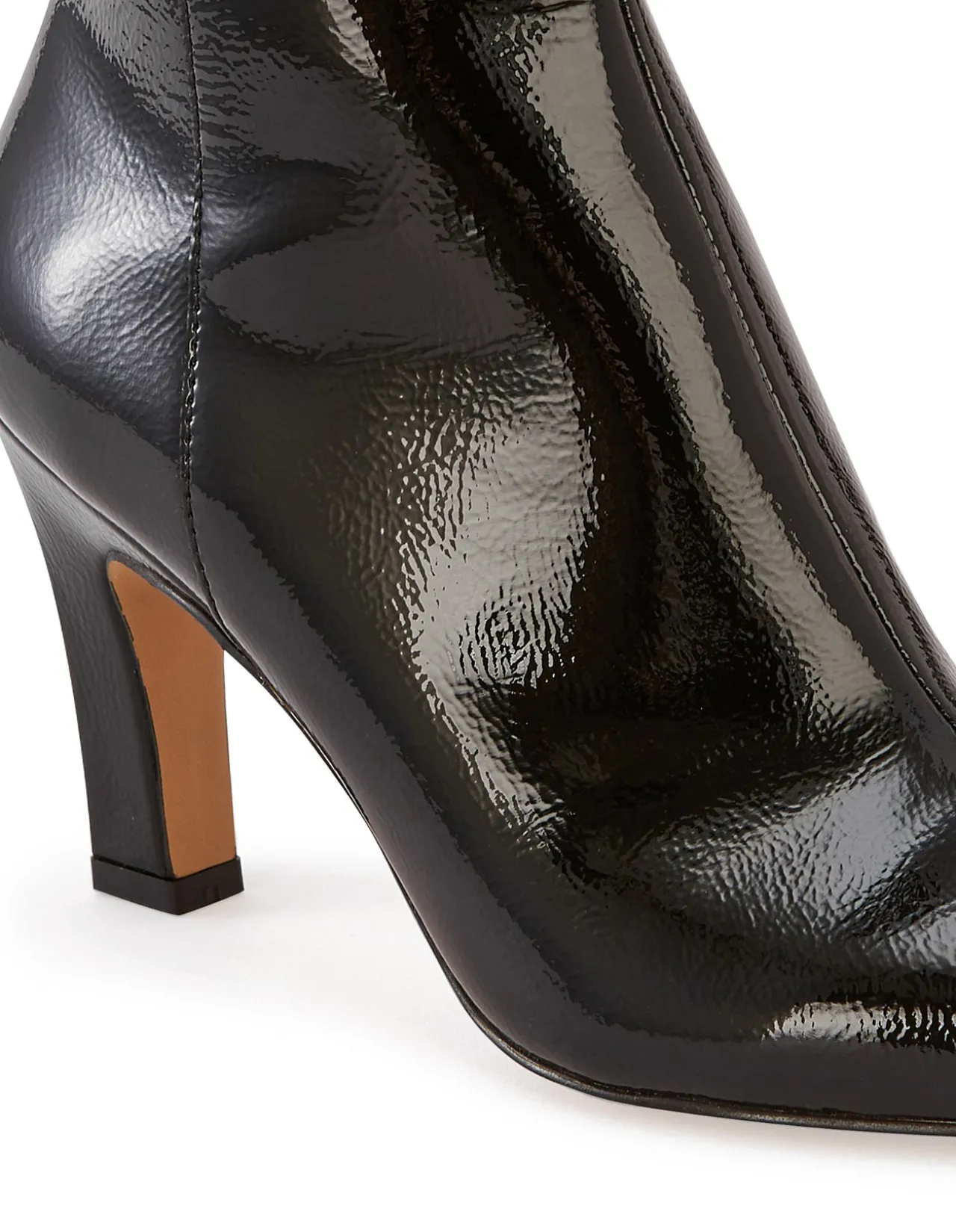 Loz Black Crinkle Patent Leather Ankle Boot