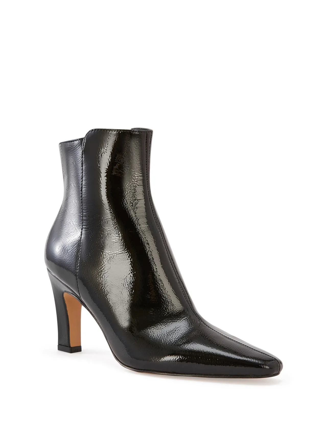 Loz Black Crinkle Patent Leather Ankle Boot