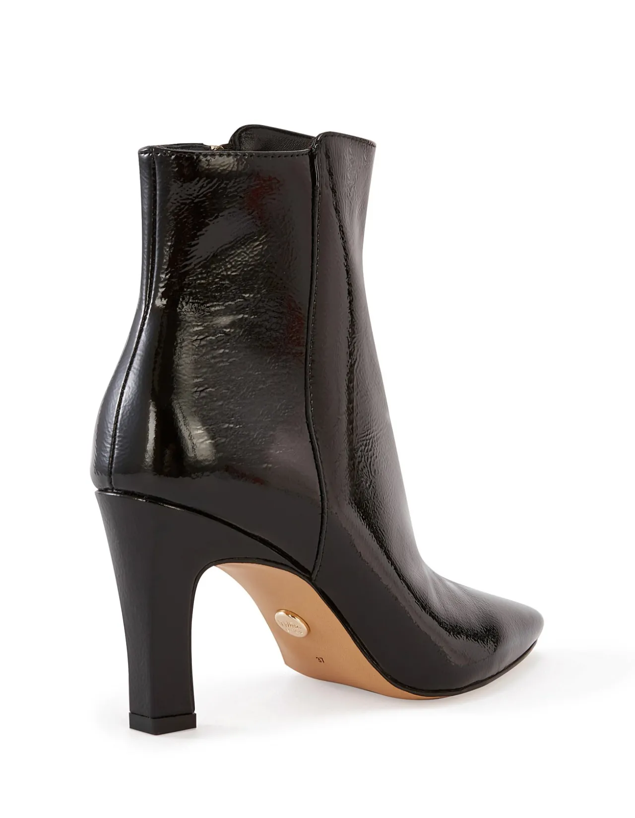 Loz Black Crinkle Patent Leather Ankle Boot