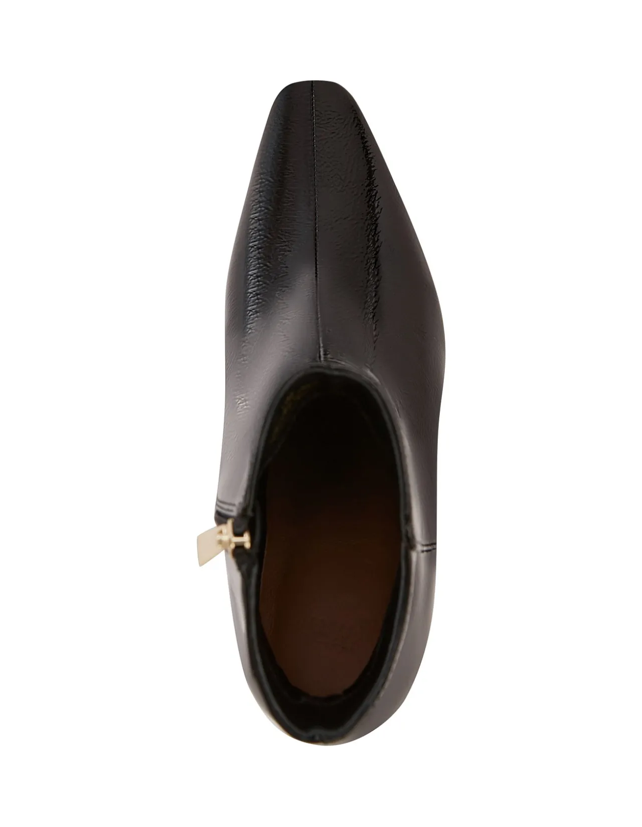 Loz Black Crinkle Patent Leather Ankle Boot