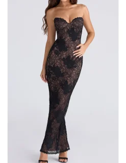 LUCIENNE STRETCH LACE MAXI DRESS