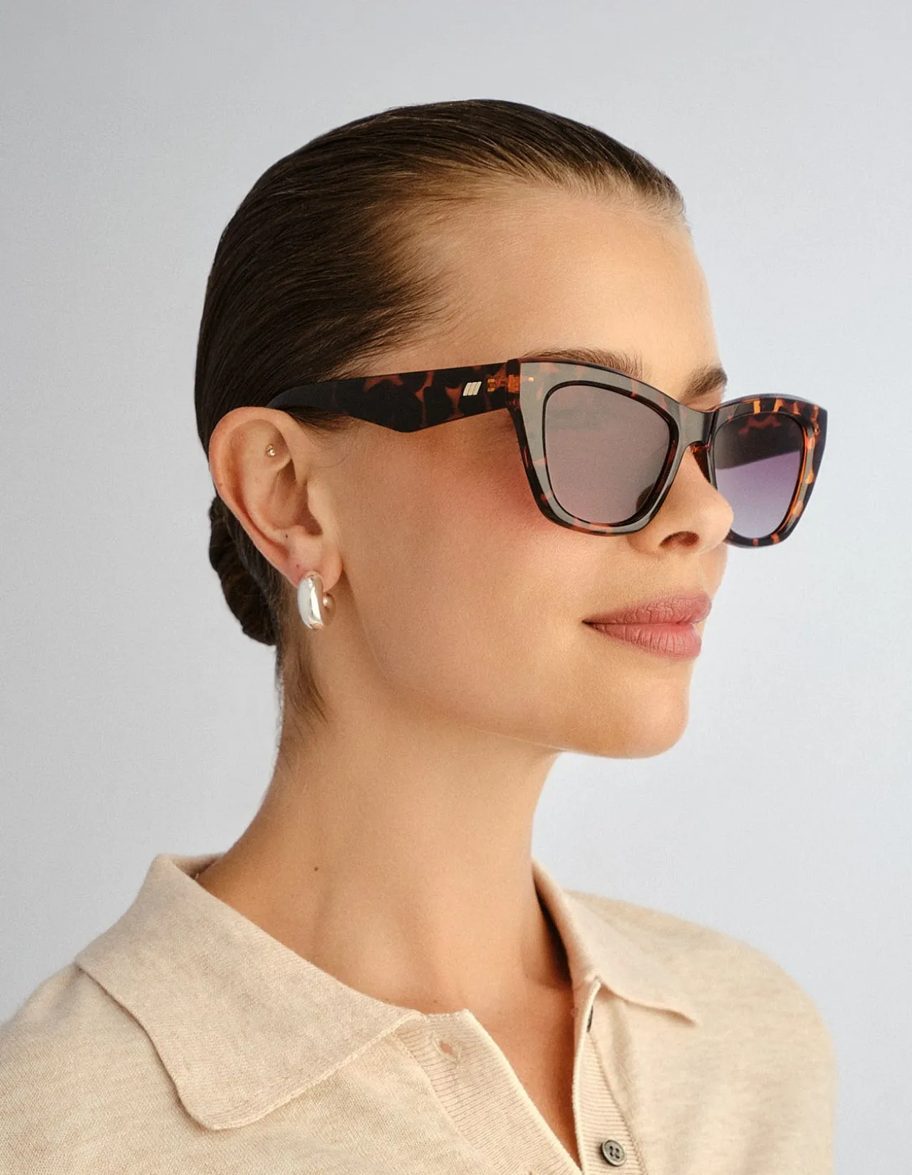LUMEN + TORT CAT-EYE KHAKI GRAD SUNGLASSES