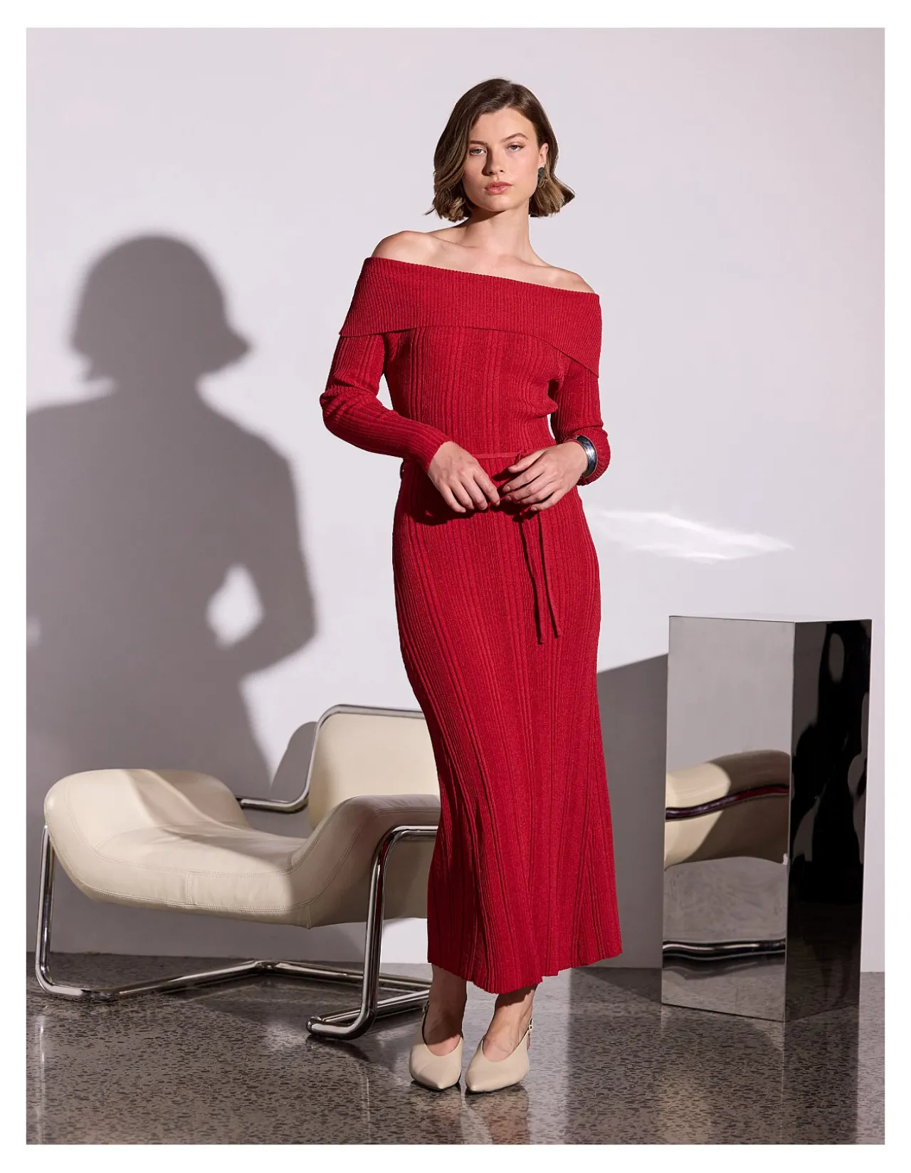 LUNA OFF SHOULDER KNIT DRESS