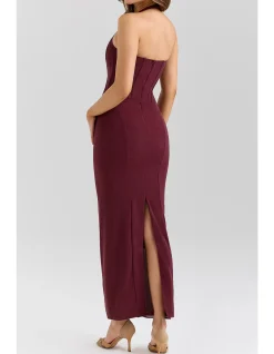LUSILLA STRETCH MESH HALTER NECK MIDI DRESS