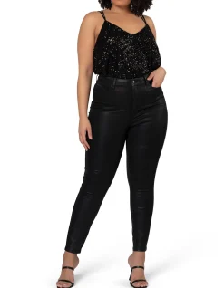 Luxe Stretch Coated High Rise Slim Jeans