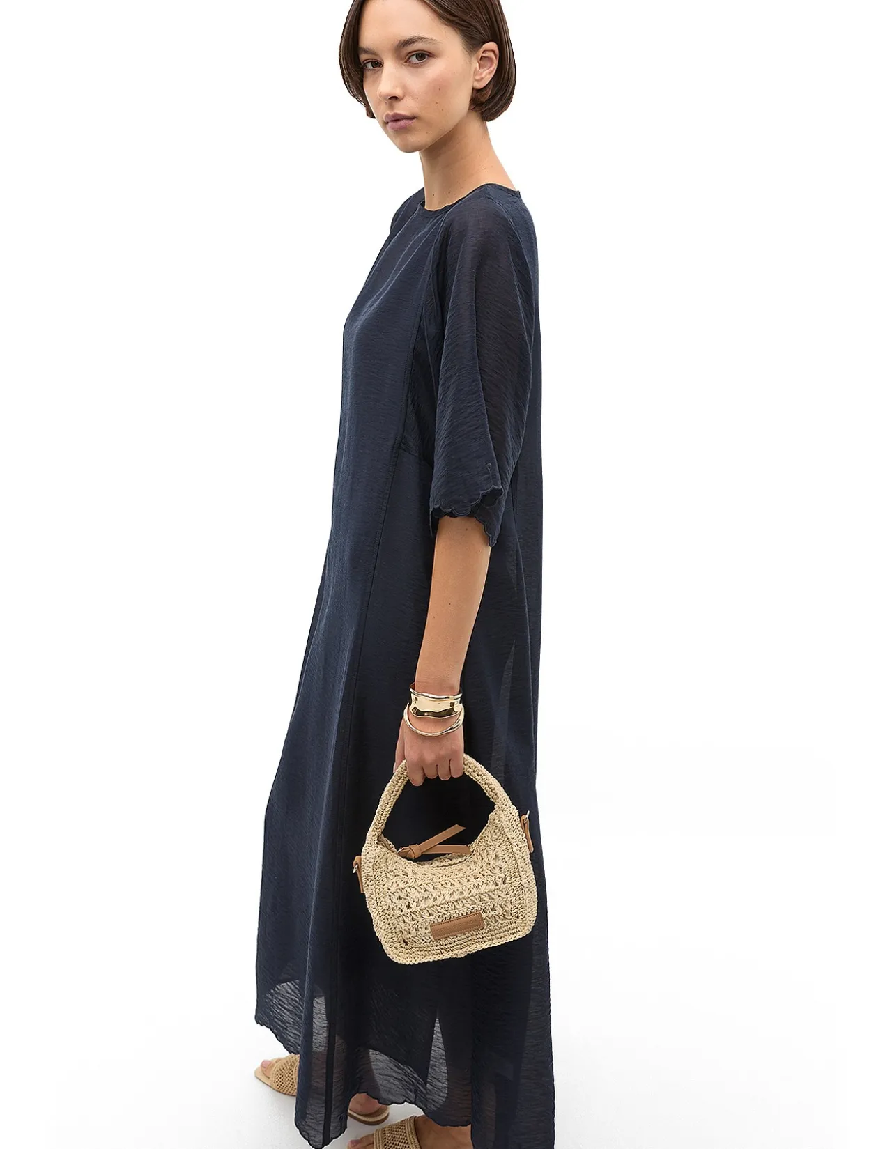 LYOCELL BLEND KAFTAN MAXI DRESS