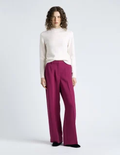 MAGENTA DOUBLE WEAVE STRAIGHT LEG PANT