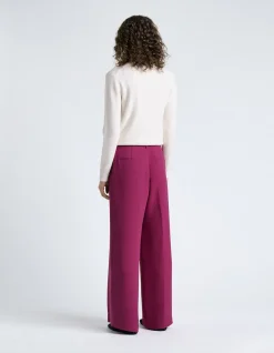 MAGENTA DOUBLE WEAVE STRAIGHT LEG PANT
