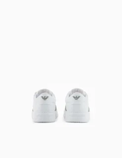 MAN'S LOW TOP LEATHER SNEAKER WITH CONTRASTING PANEL