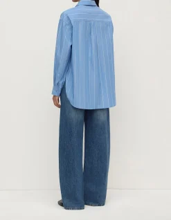 Marcia Stripe Long Sleeve Shirt Blue White Stripe