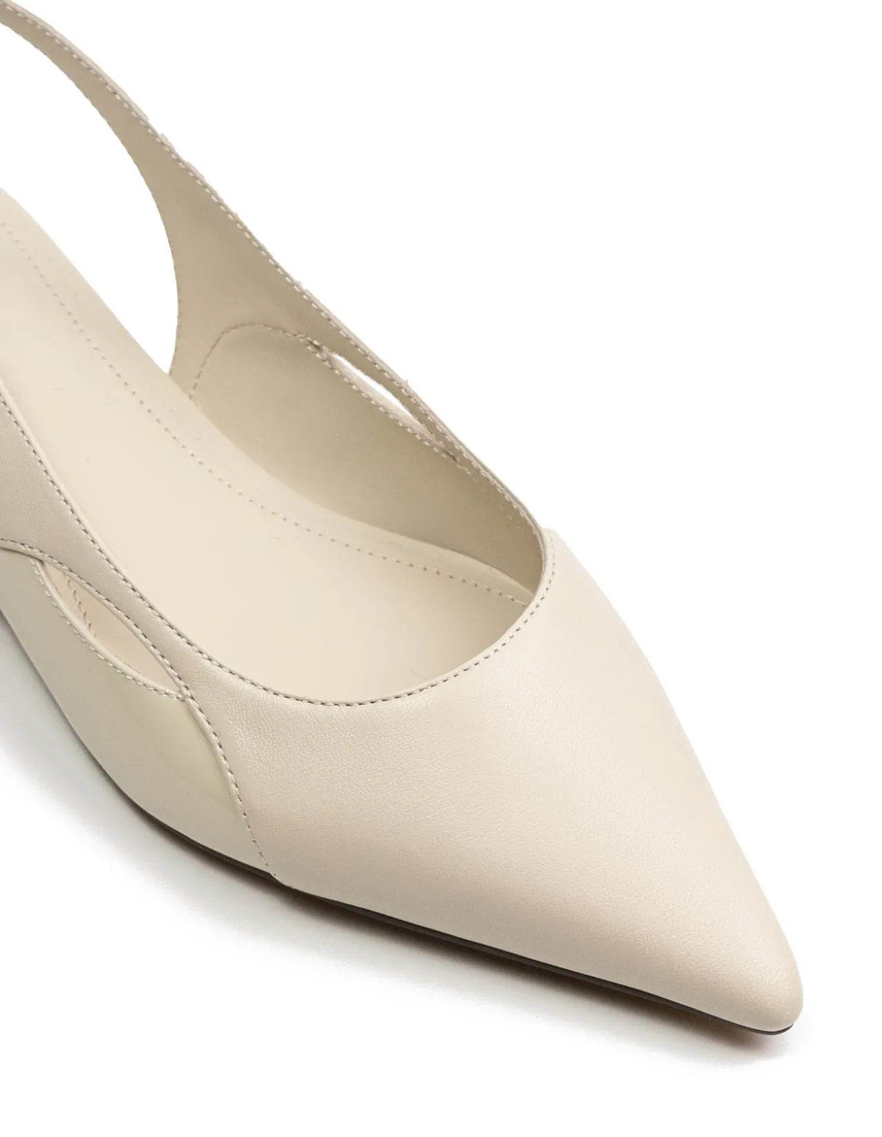 MARGARET Vintage Ivory Crinkle Leather Slingback