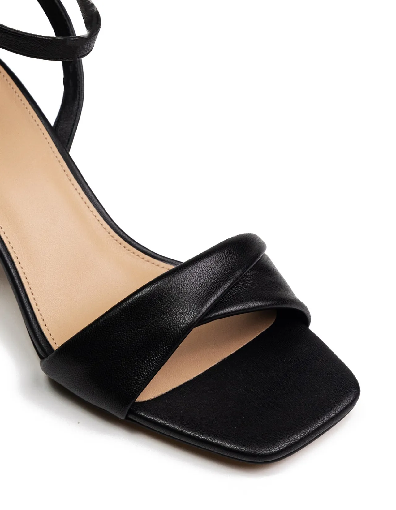 MARTINA Black Leather Flared Heel