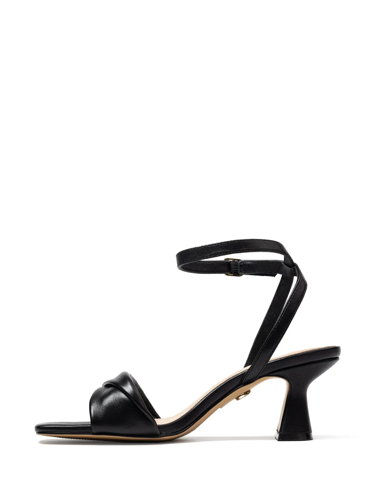 MARTINA Black Leather Flared Heel
