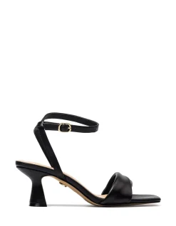MARTINA Black Leather Flared Heel