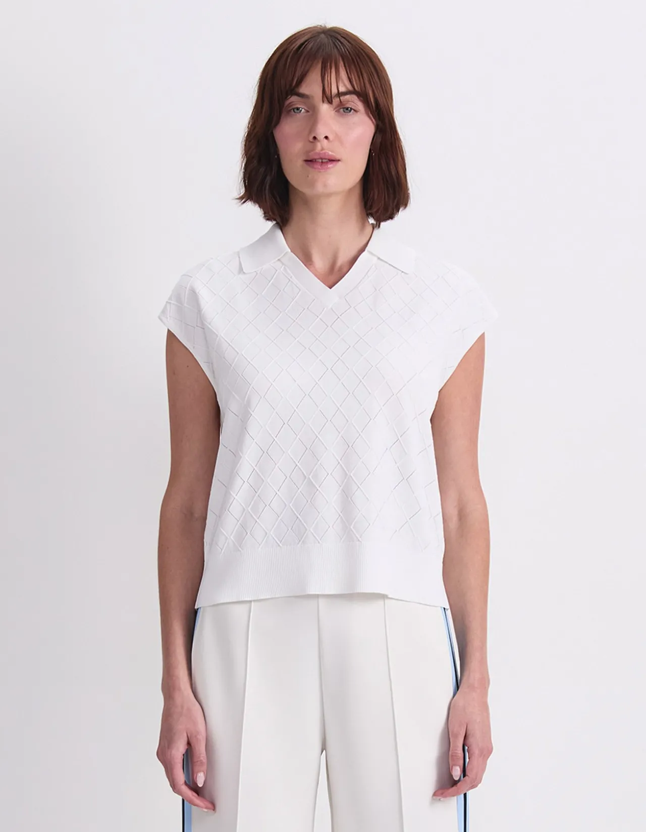 MAXINE MILANO ARGYLE KNIT TOP