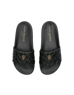 Meena Eagle Black Quilted Slides