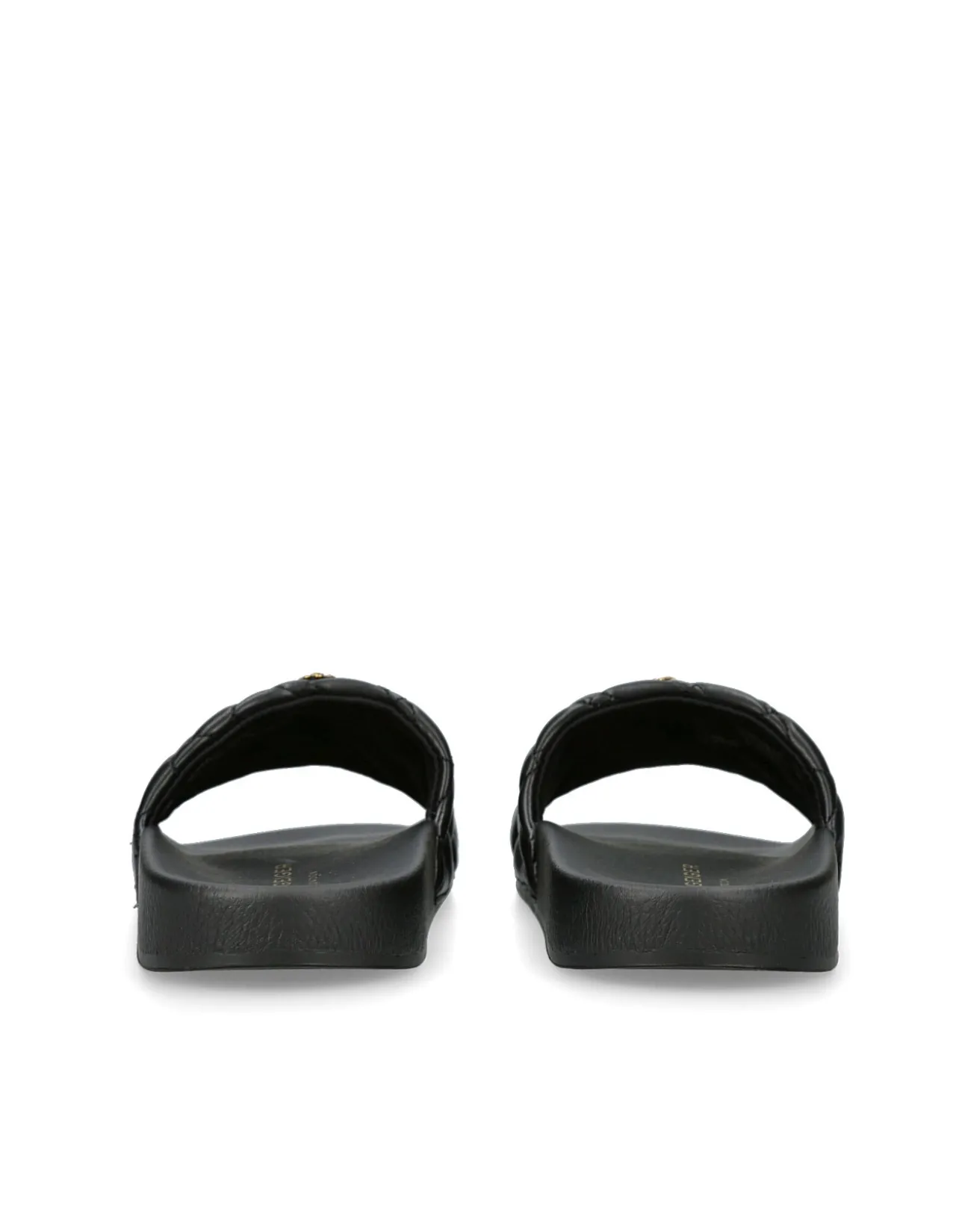 Meena Eagle Black Quilted Slides