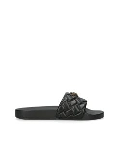 Meena Eagle Black Quilted Slides