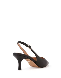 Mella Black Leather Slingback