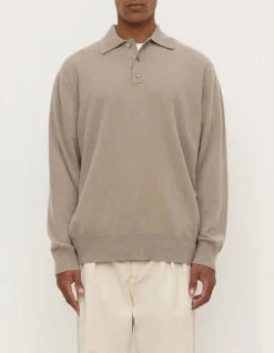 Mens Cashmere Polo Ash Grey