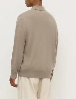 Mens Cashmere Polo Ash Grey