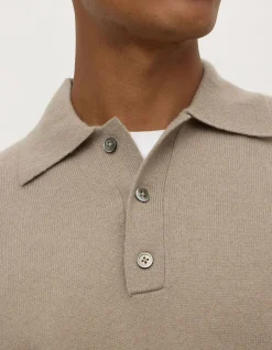 Mens Cashmere Polo Ash Grey