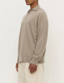 Mens Cashmere Polo Ash Grey