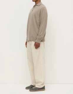 Mens Cashmere Polo Ash Grey