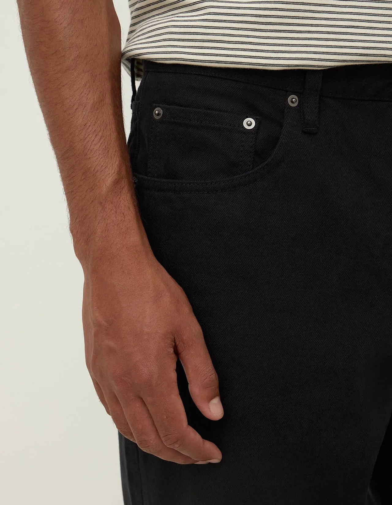 Mens Relaxed True Black Cotton Denim Jeans