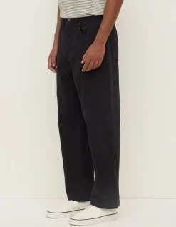 Mens Relaxed True Black Cotton Denim Jeans