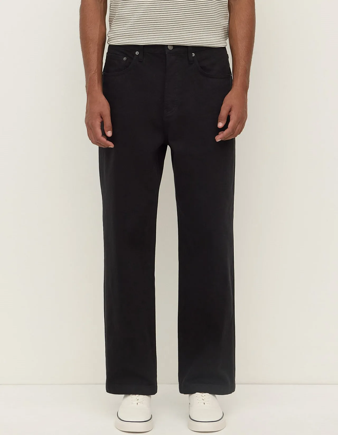 Mens Relaxed True Black Cotton Denim Jeans