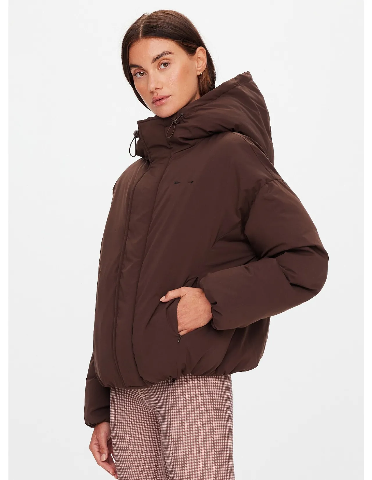 Mercer Cocoa Recycled Hooded Puffer Jacket