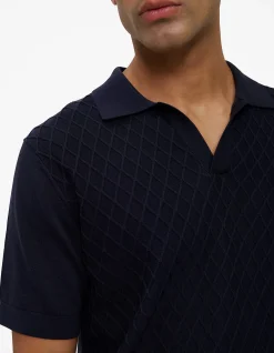 Mercerised Diamond Knit Polo
