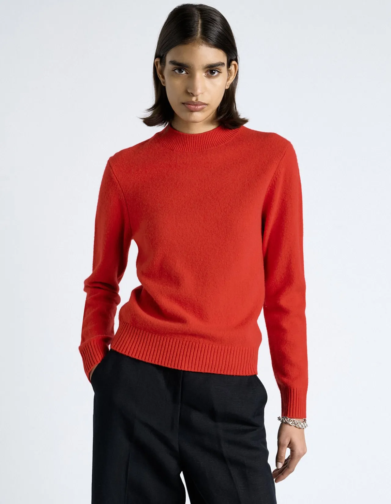 MERINO CASHMERE BLEND MOCK NECK KNIT