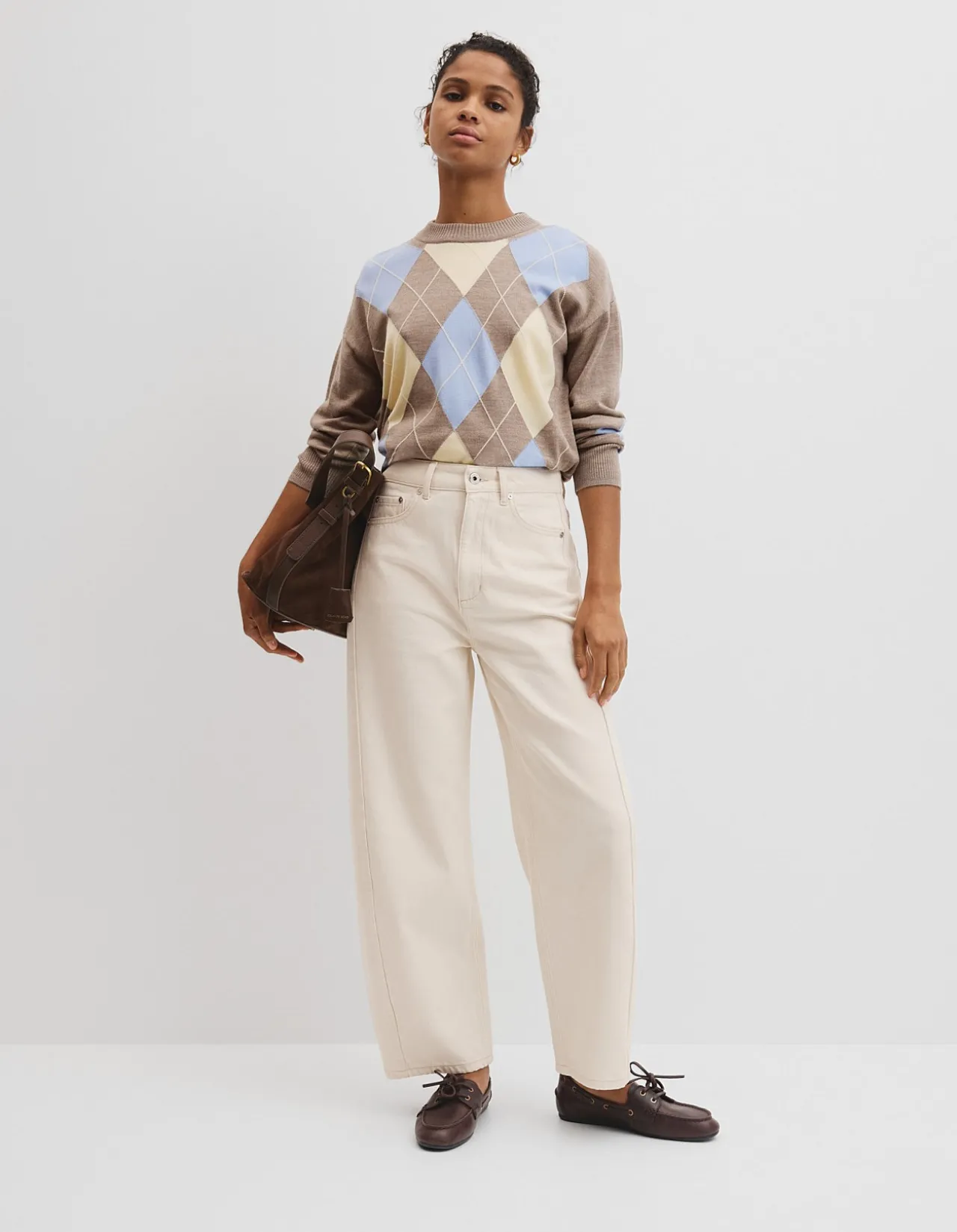 Merino Long Sleeve Argyle Knit