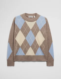 Merino Long Sleeve Argyle Knit