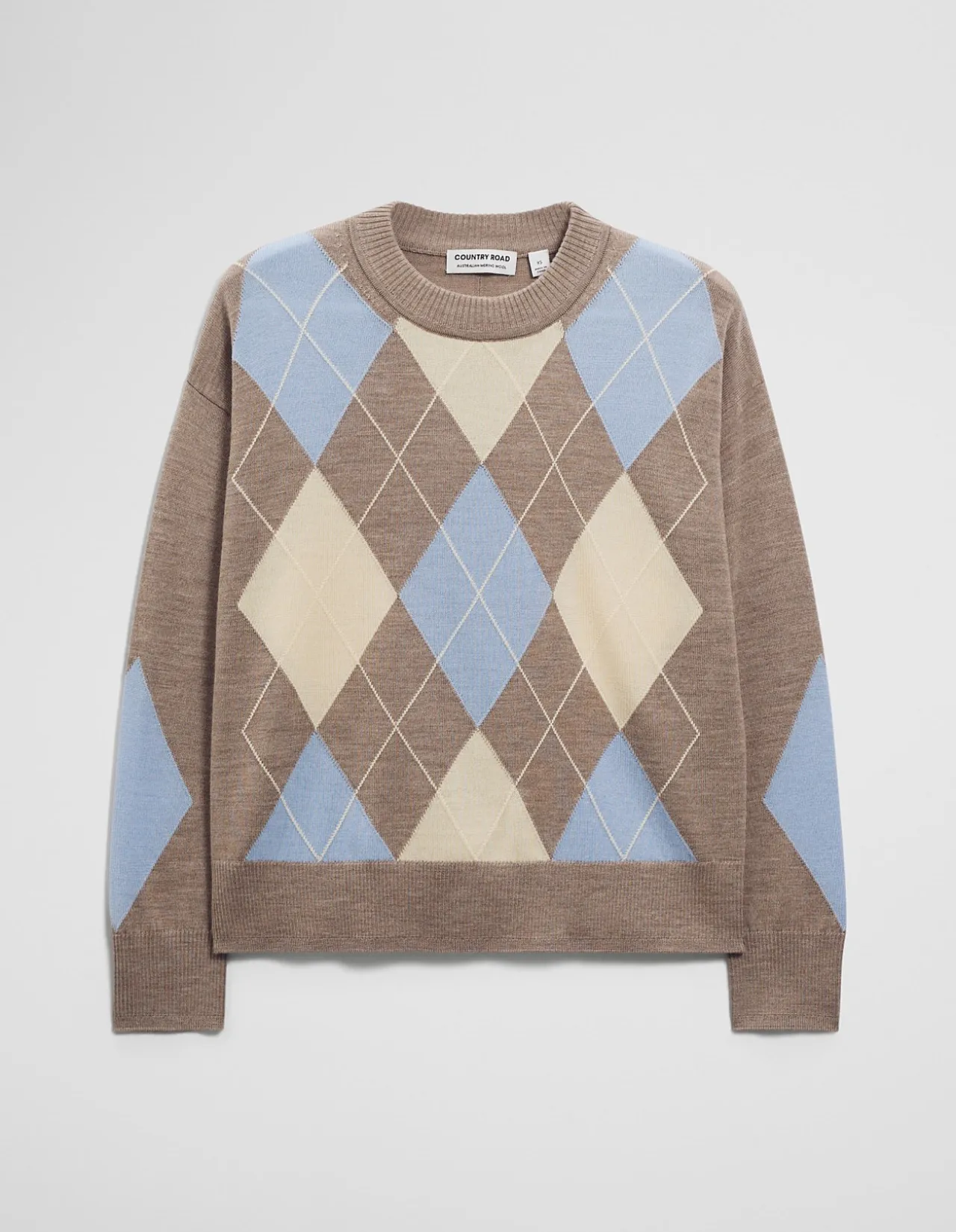 Merino Long Sleeve Argyle Knit