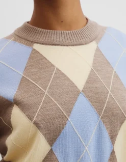 Merino Long Sleeve Argyle Knit