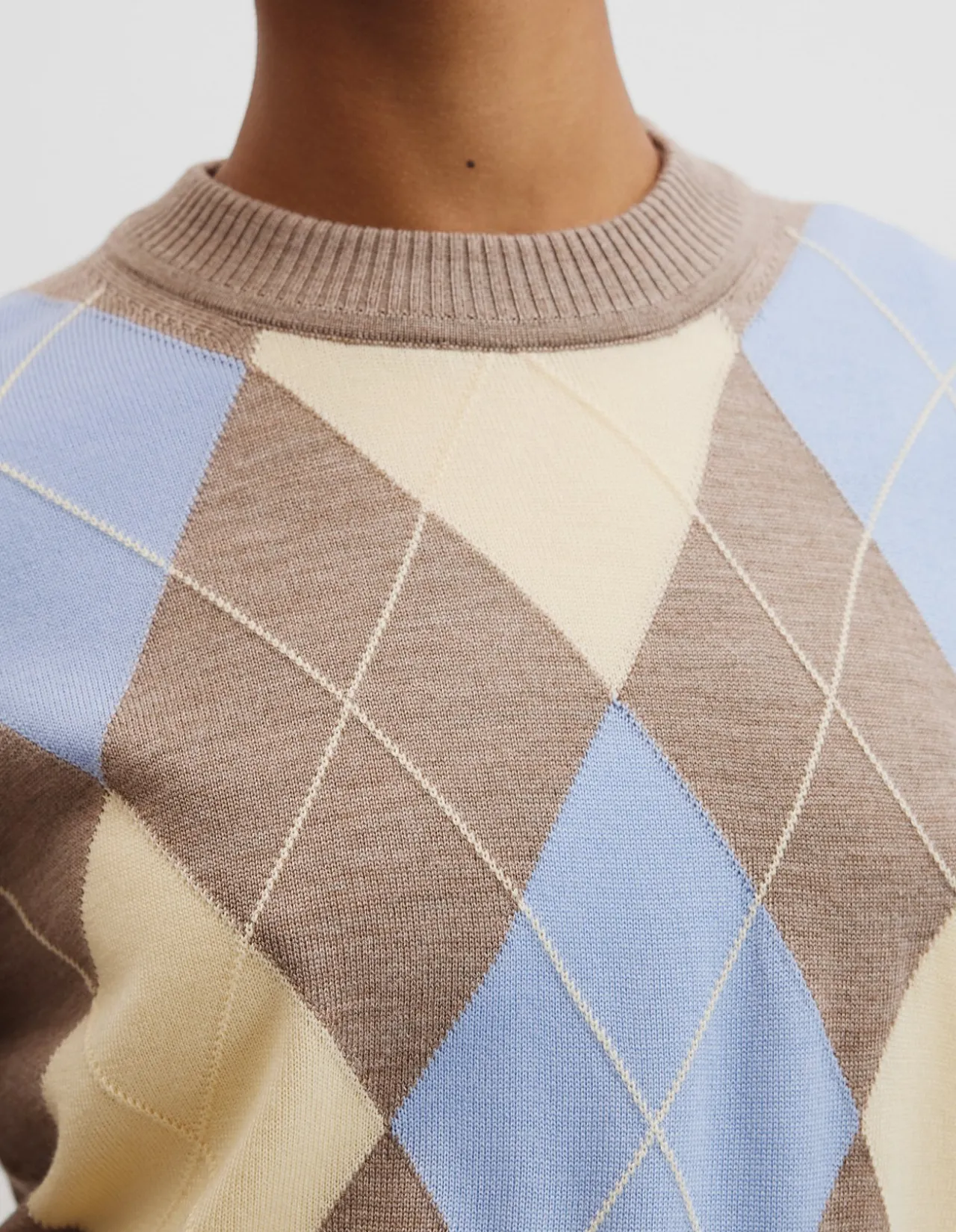 Merino Long Sleeve Argyle Knit
