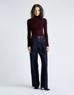 MERINO TURTLE NECK RIBBED KNIT