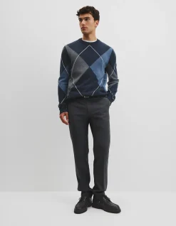 Merino Wool Argyle Crew Neck Knit