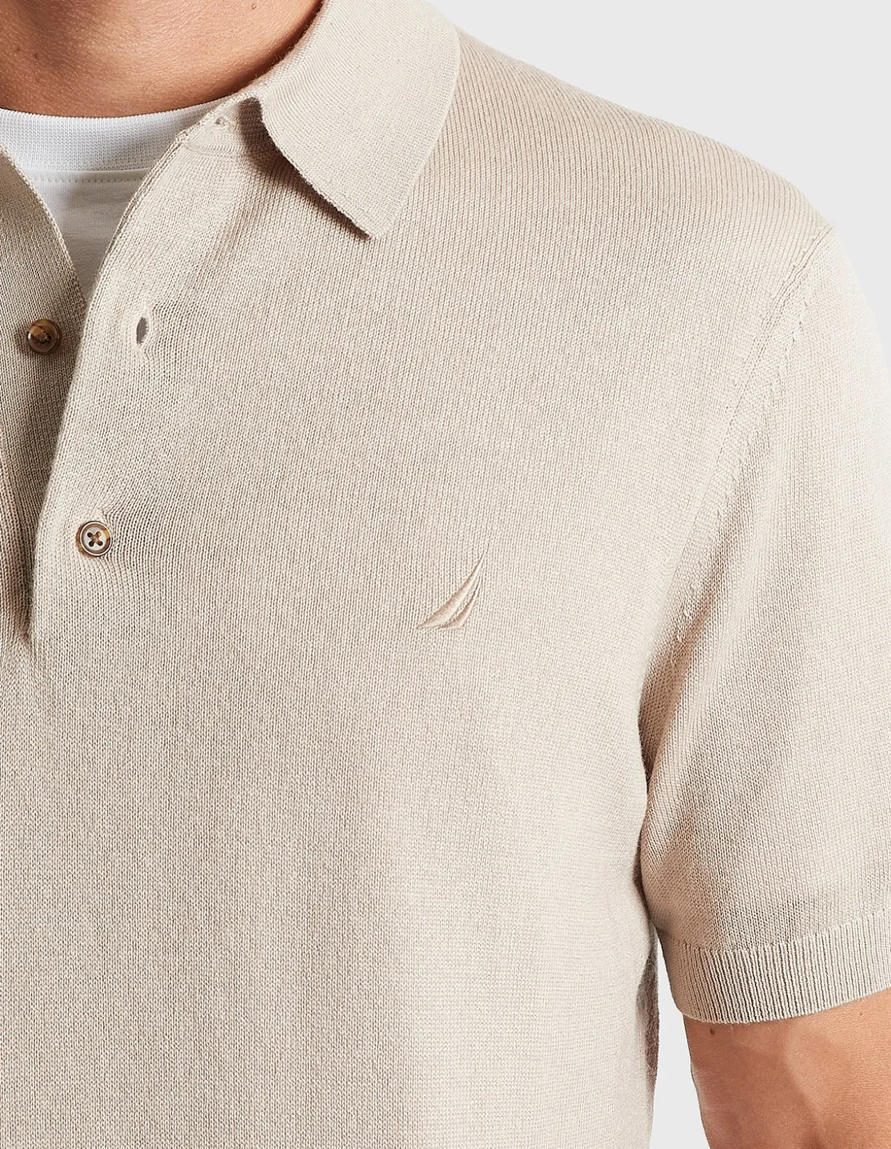 MERINO WOOL BLEND SS KNIT POLO OFF WHITE