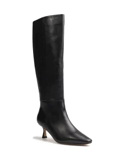 Mia Black Leather Knee High Boot