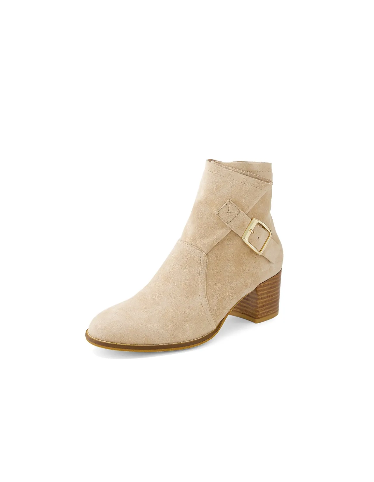 MICKEEN Suede Buckle Block Heel Ankle Boots