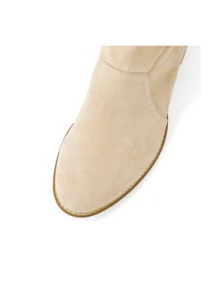 MICKEEN Suede Buckle Block Heel Ankle Boots